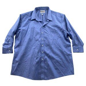 Roundtree & Yorke Mens Dress Shirt Size 3XL 19 Neck Gold Label Button Up Blue
